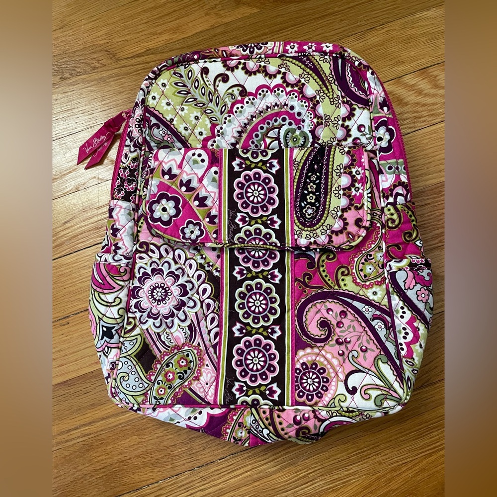 Vera Bradley Brand New Vintage Cotton Backpack in Very Berry Paisley Pattern